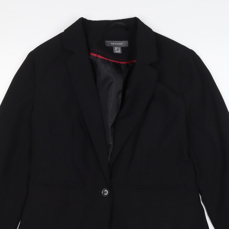 Primark Women’s Black UK 14 One Button Tailored Lined Blazer