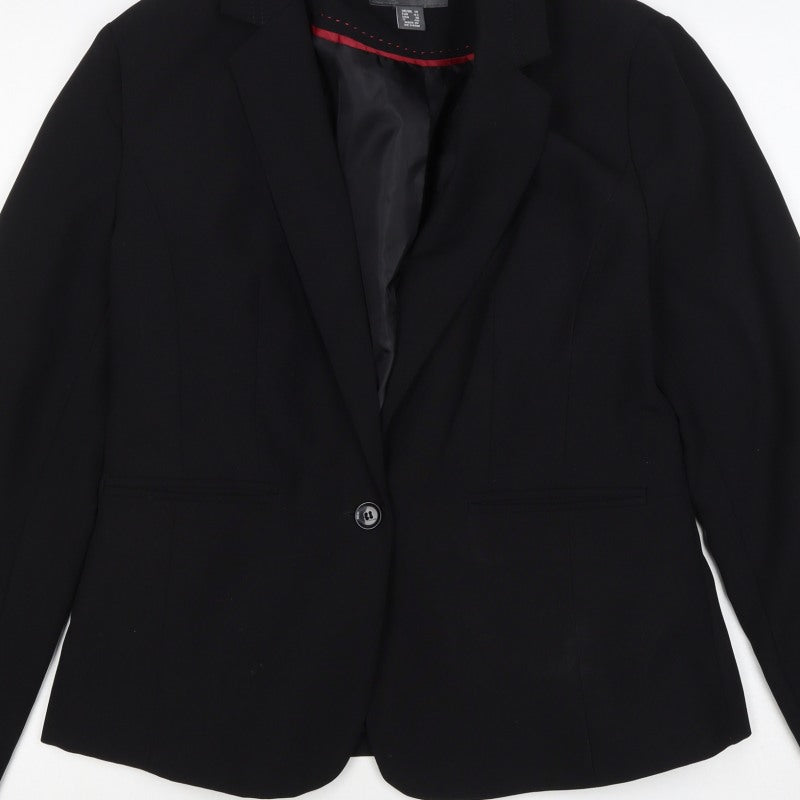 Primark Women’s Black UK 14 One Button Tailored Lined Blazer