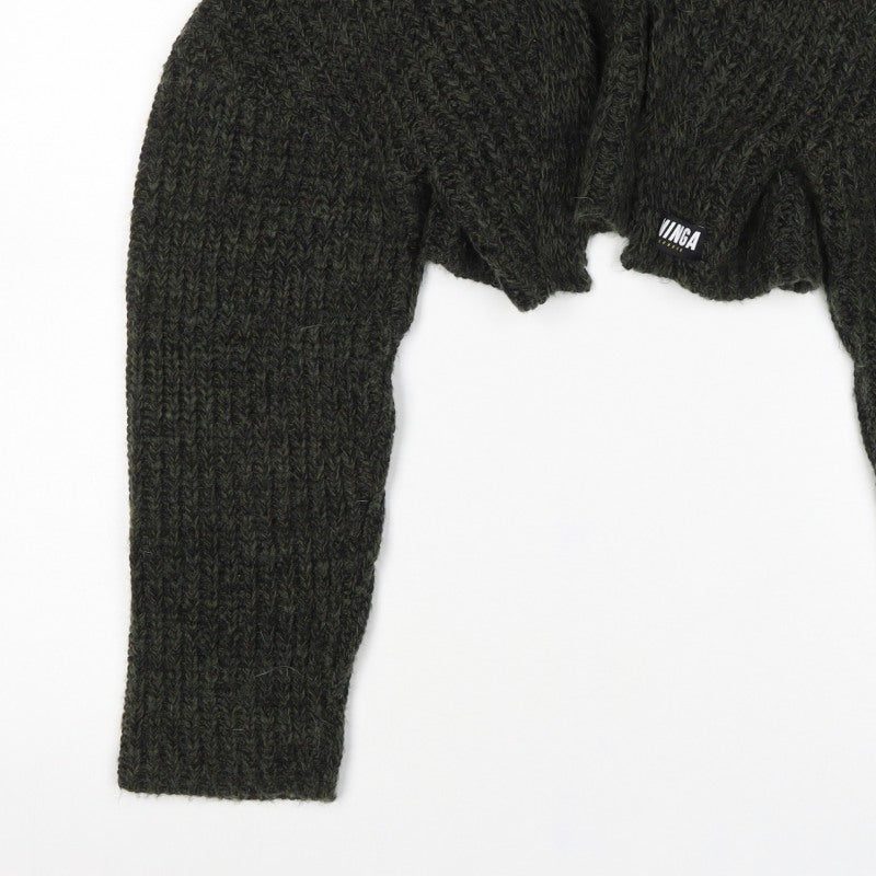 Minga London Women’s Green XL Chunky Knit Open Cropped Shrug