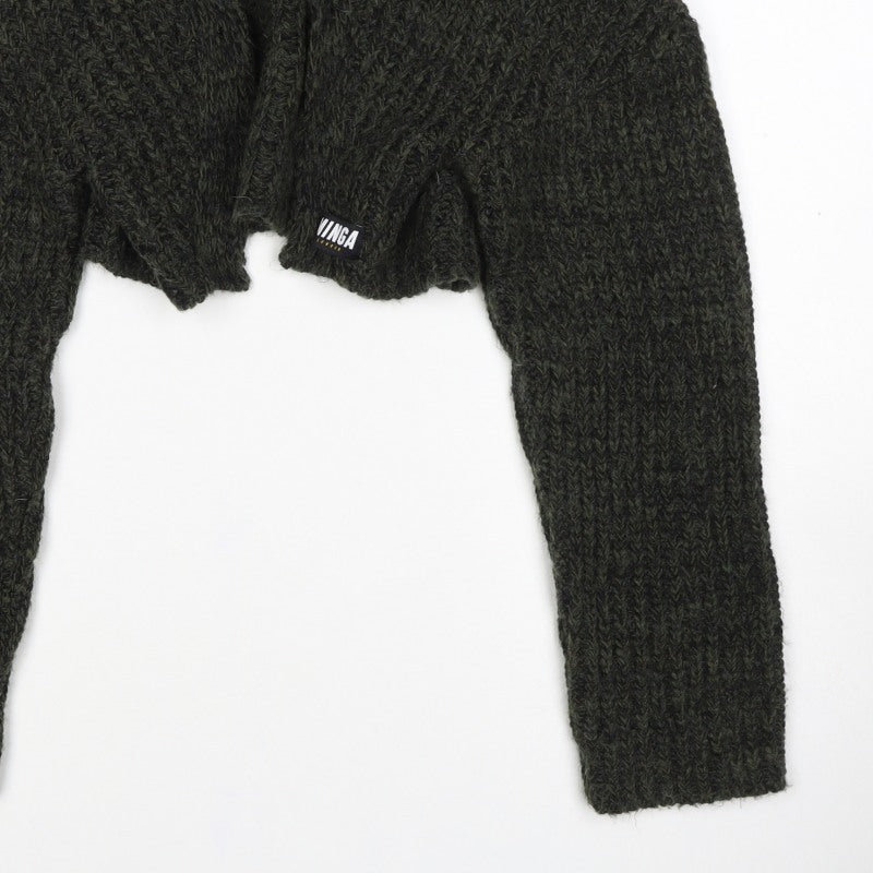 Minga London Women’s Green XL Chunky Knit Open Cropped Shrug