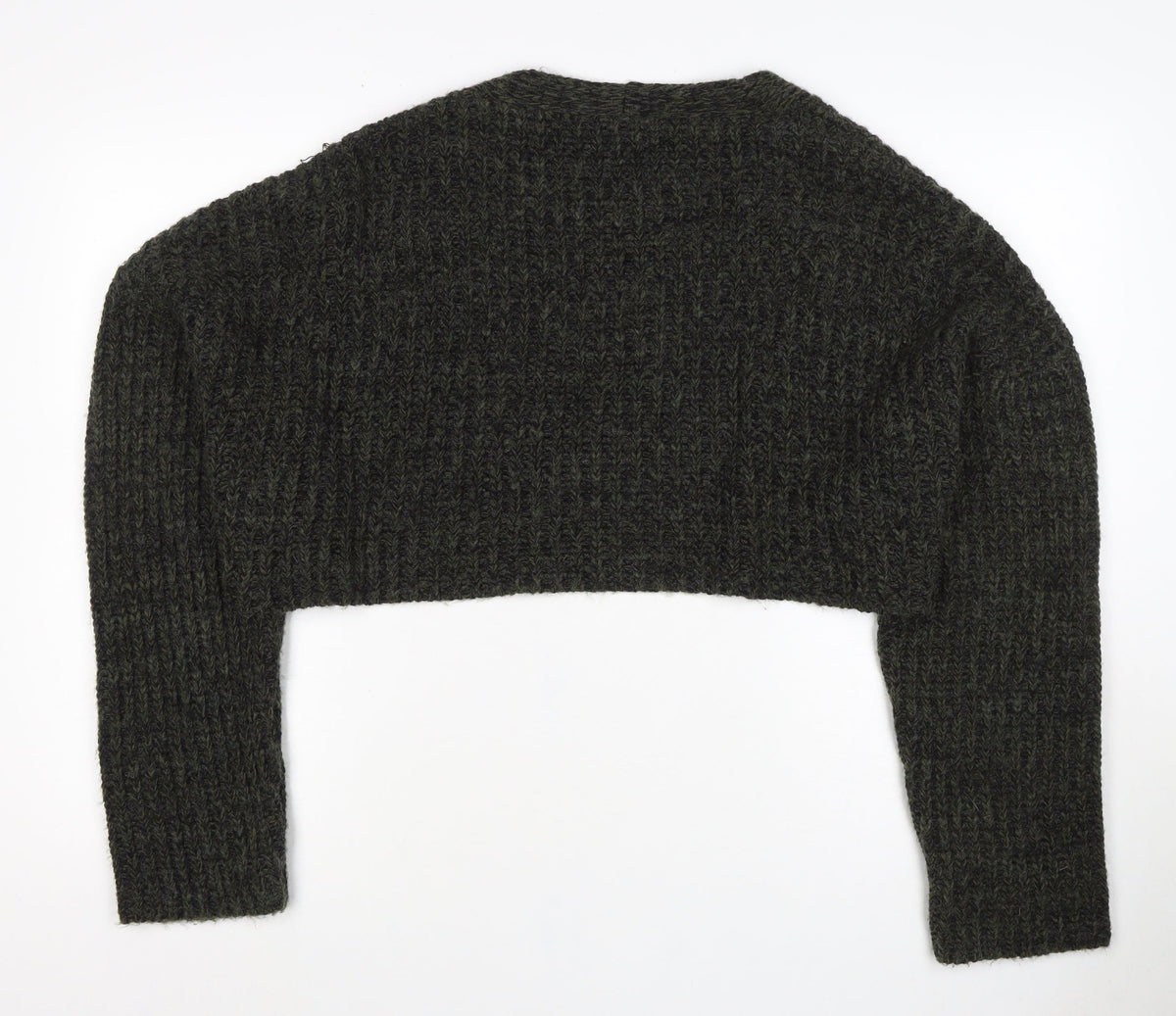 Minga London Women’s Green XL Chunky Knit Open Cropped Shrug