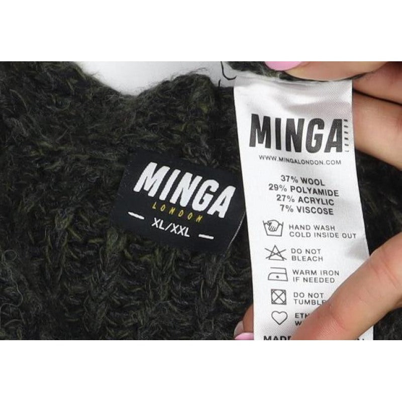 Minga London Women’s Green XL Chunky Knit Open Cropped Shrug