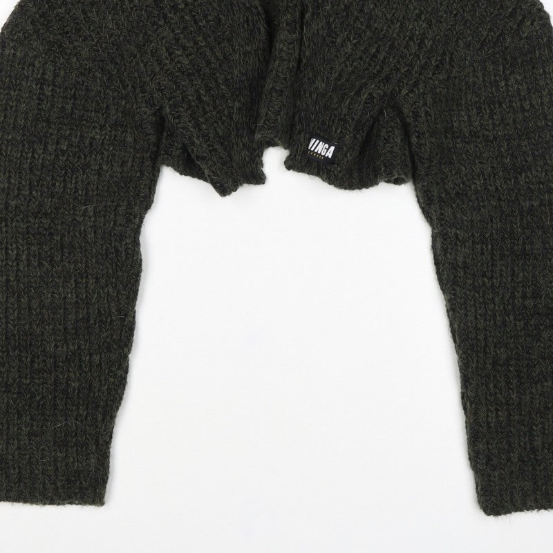 Minga London Women’s Green XL Chunky Knit Open Cropped Shrug