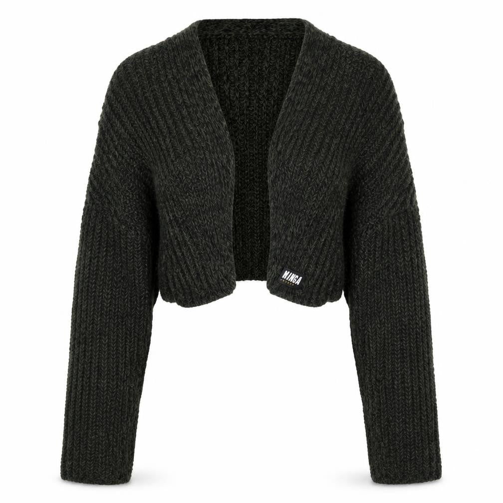 Minga London Women’s Green XL Chunky Knit Open Cropped Shrug