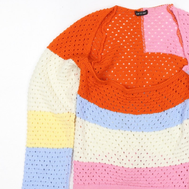 Saw It First Women’s Multicoloured M Open Knit Scoop Neck Jumper