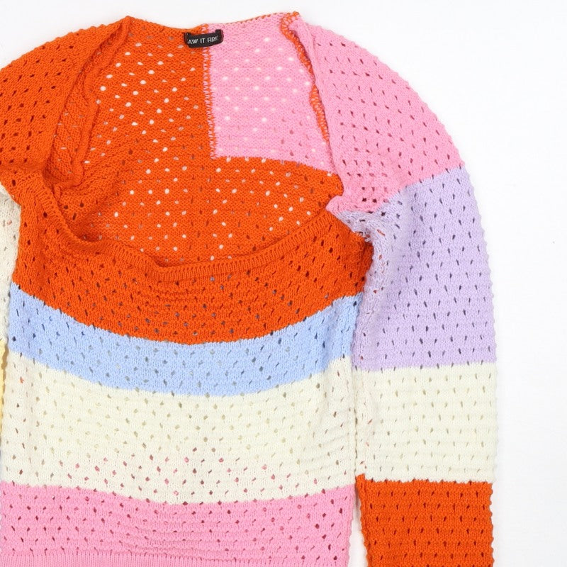 Saw It First Women’s Multicoloured M Open Knit Scoop Neck Jumper