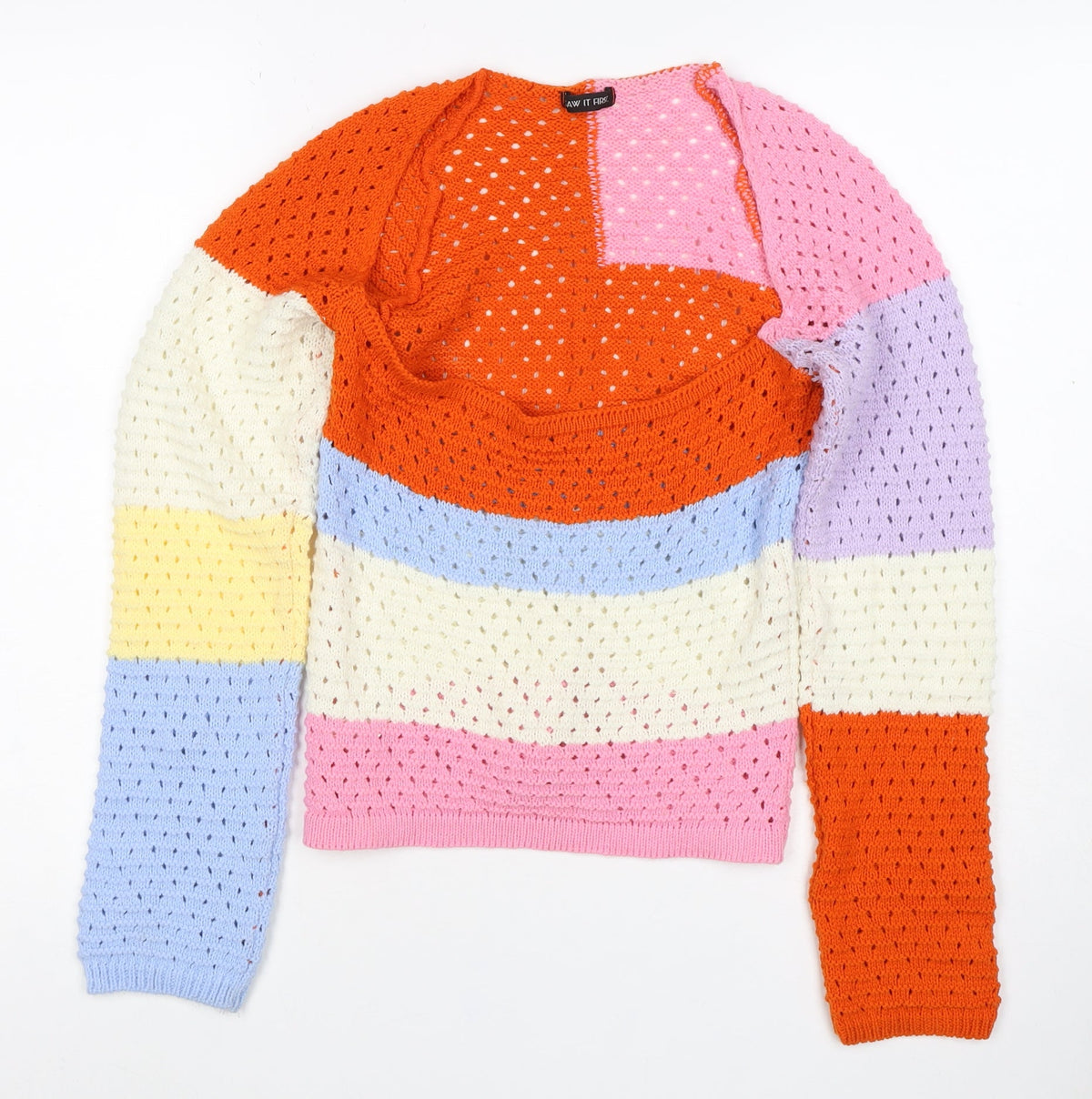 Saw It First Women’s Multicoloured M Open Knit Scoop Neck Jumper