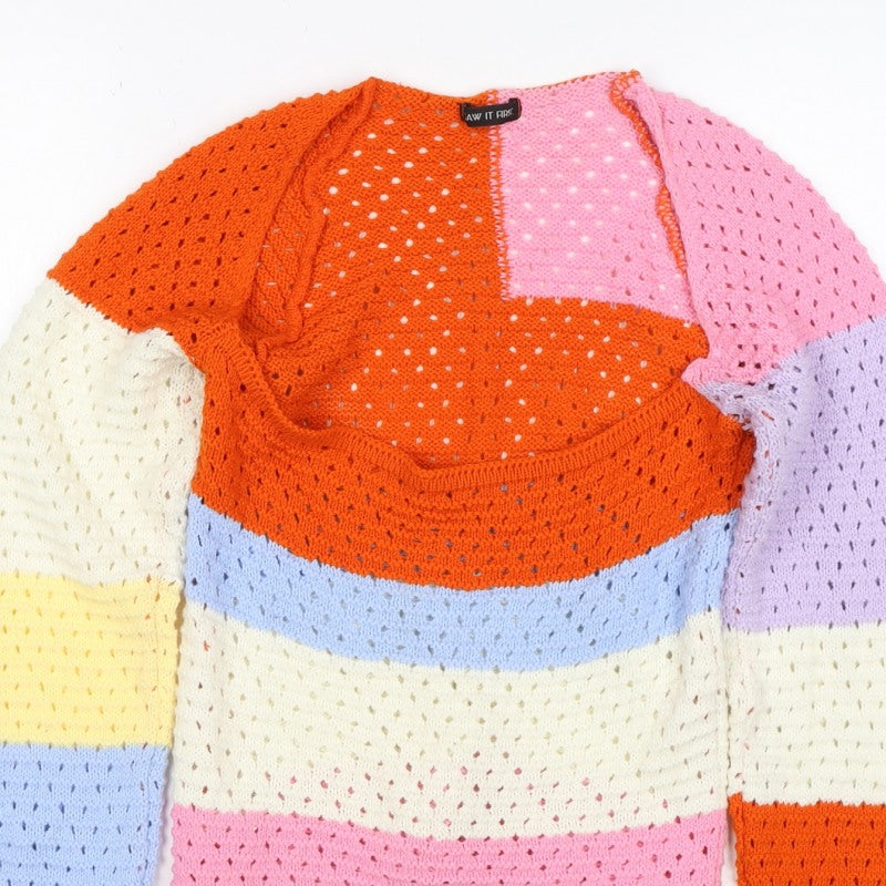 Saw It First Women’s Multicoloured M Open Knit Scoop Neck Jumper