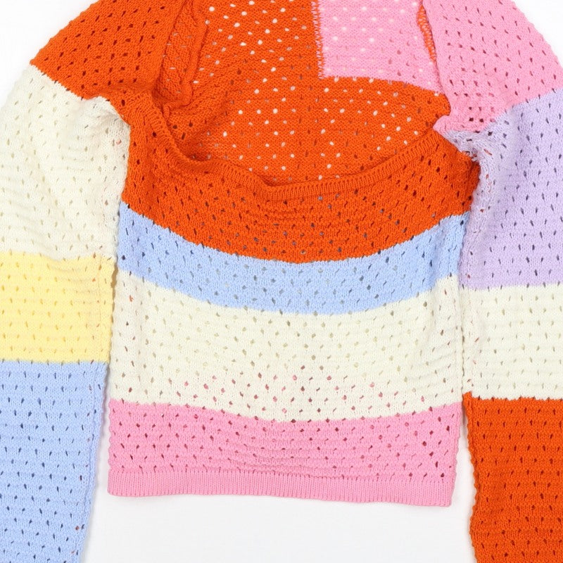 Saw It First Women’s Multicoloured M Open Knit Scoop Neck Jumper