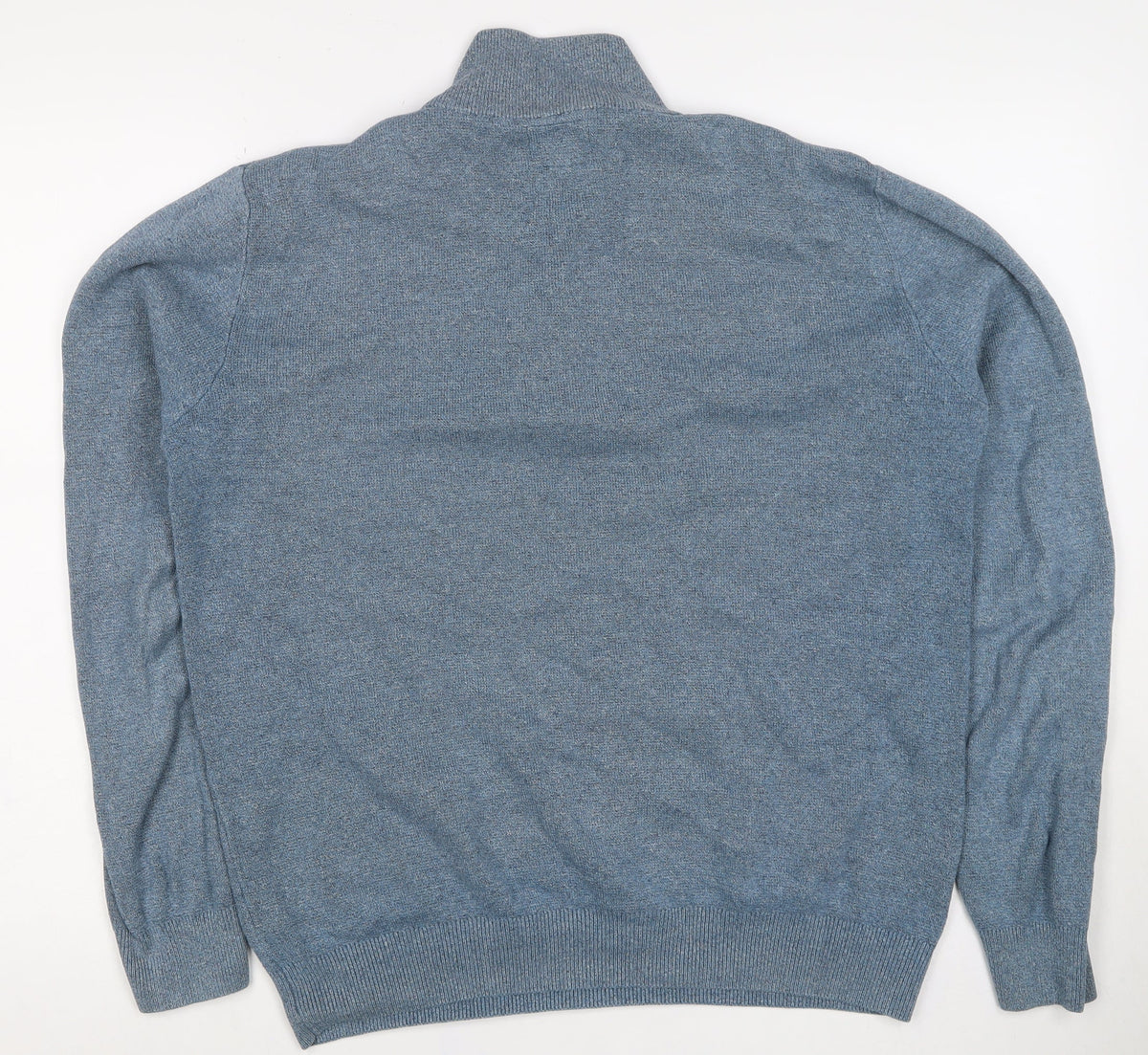 Next Men Blue S 1/4 Zip High Neck Cotton Knit Jumper