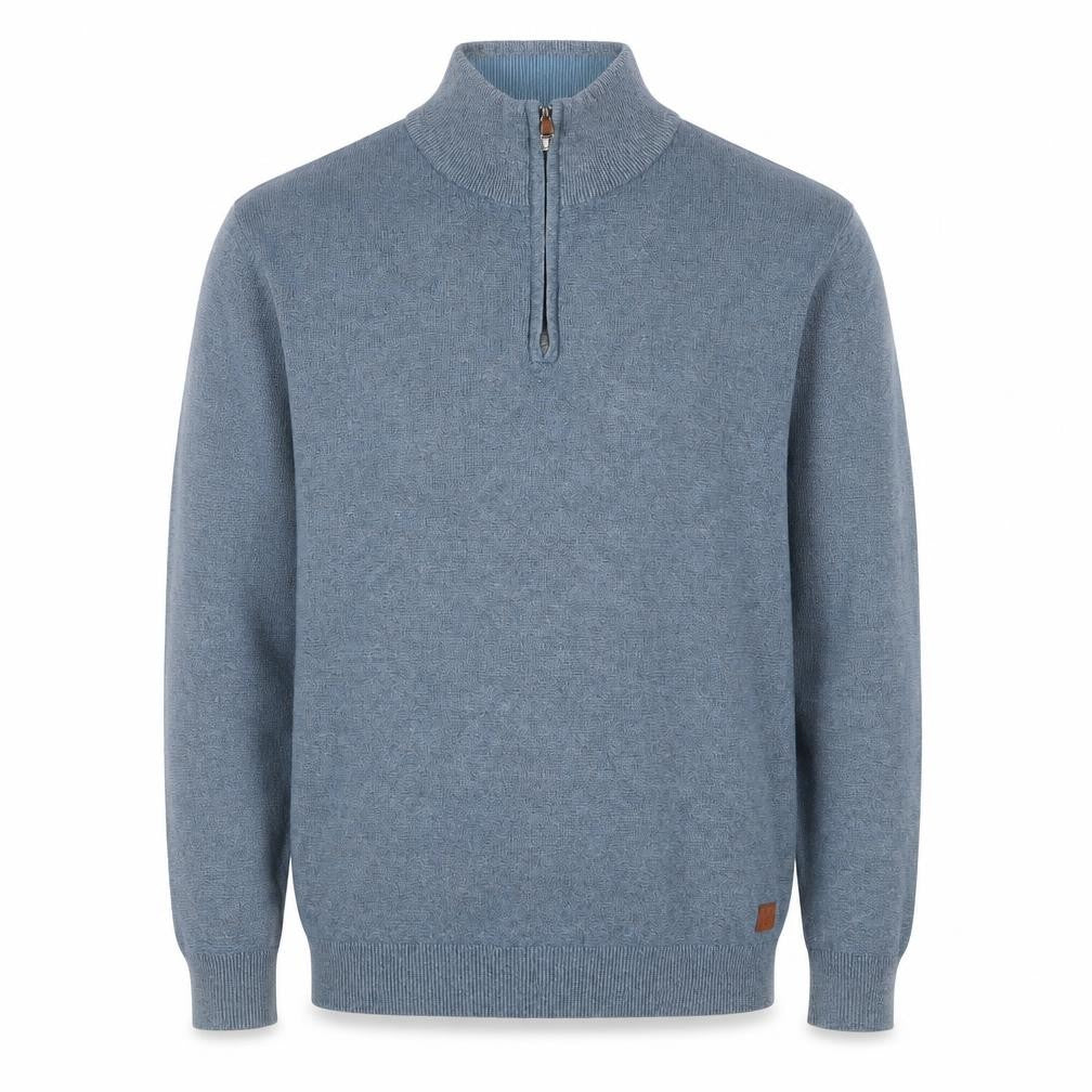 Next Men Blue S 1/4 Zip High Neck Cotton Knit Jumper