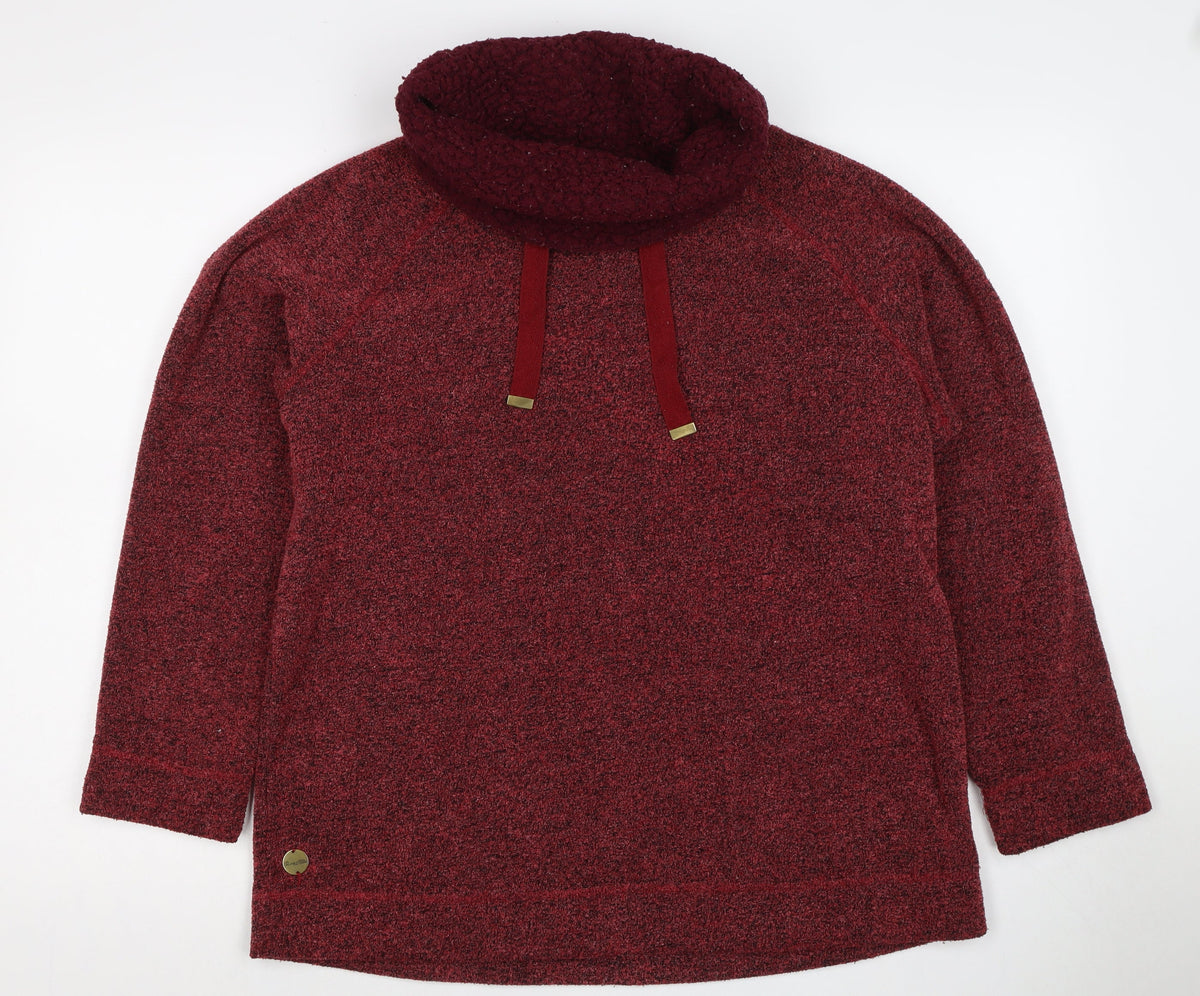 Regatta Women Red UK 14 Cowl Neck Drawstring Fleece Pullover Sweatshirt