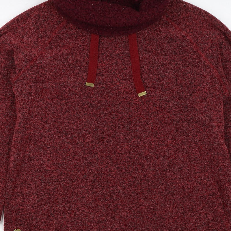 Regatta Women Red UK 14 Cowl Neck Drawstring Fleece Pullover Sweatshirt