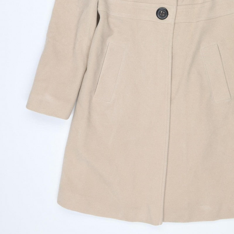 Next Women’s Beige Wool Blend Long Overcoat Size 10 Buttoned