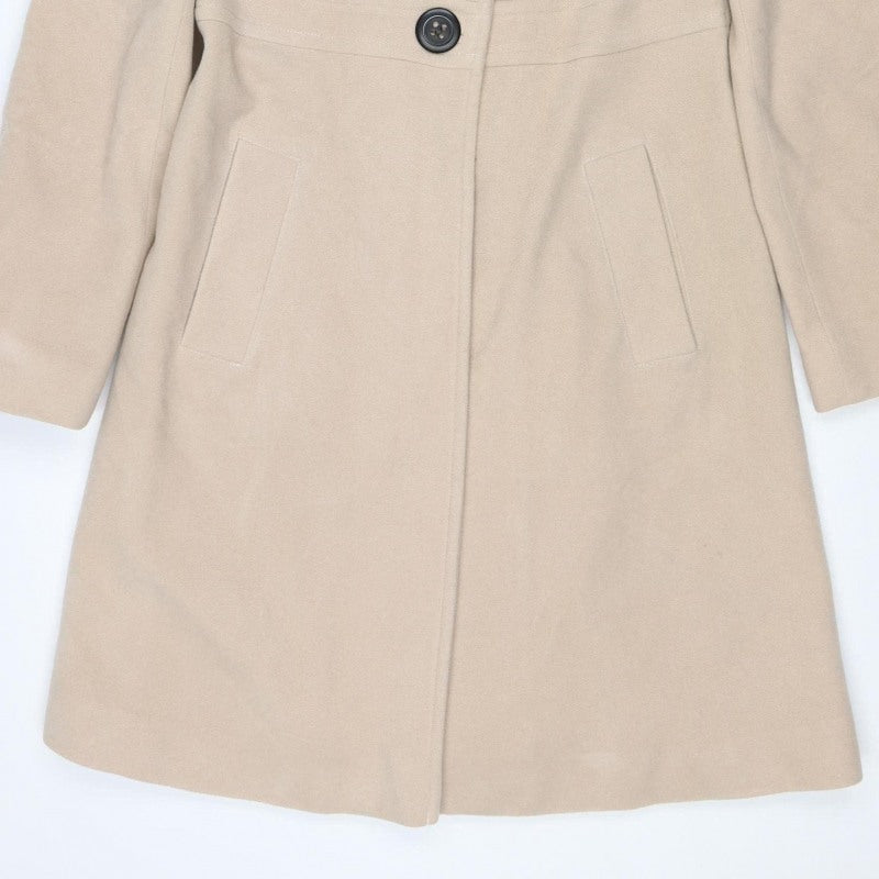 Next Women’s Beige Wool Blend Long Overcoat Size 10 Buttoned