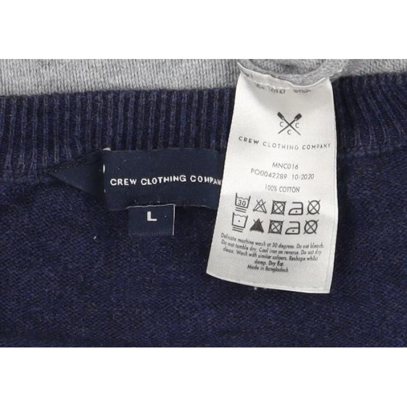Crew Clothing Company Men's Grey L Striped Cotton Crew Neck Jumper