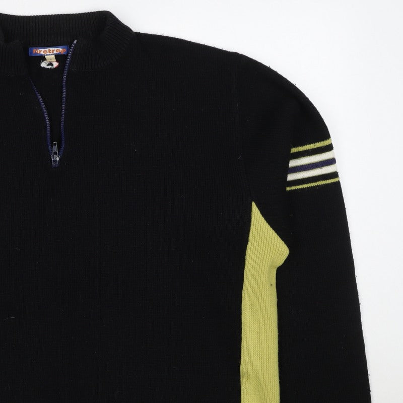 Firetrap Men's Black Yellow L 1/4 Zip High Neck Wool Blend Jumper