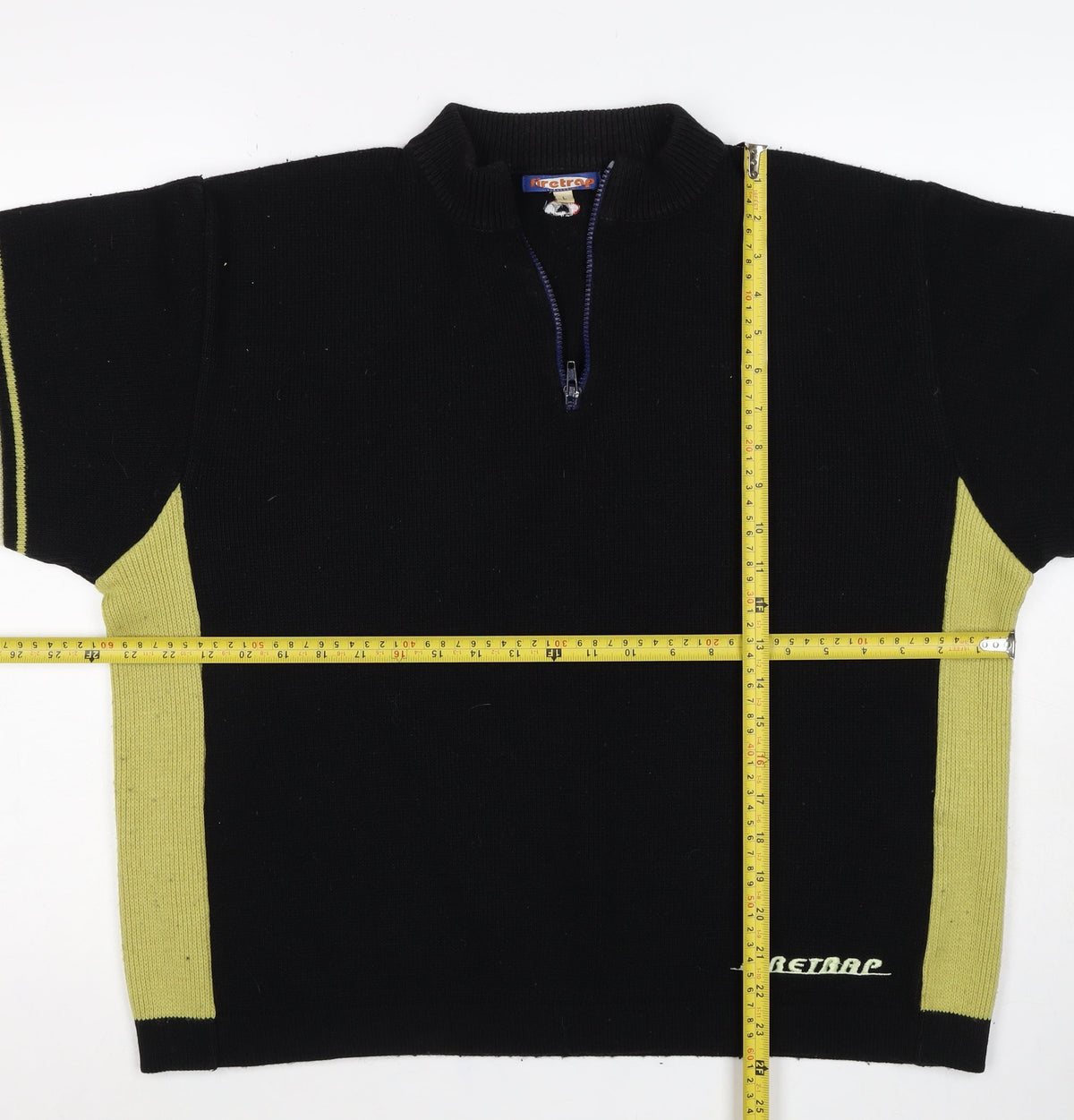 Firetrap Men's Black Yellow L 1/4 Zip High Neck Wool Blend Jumper