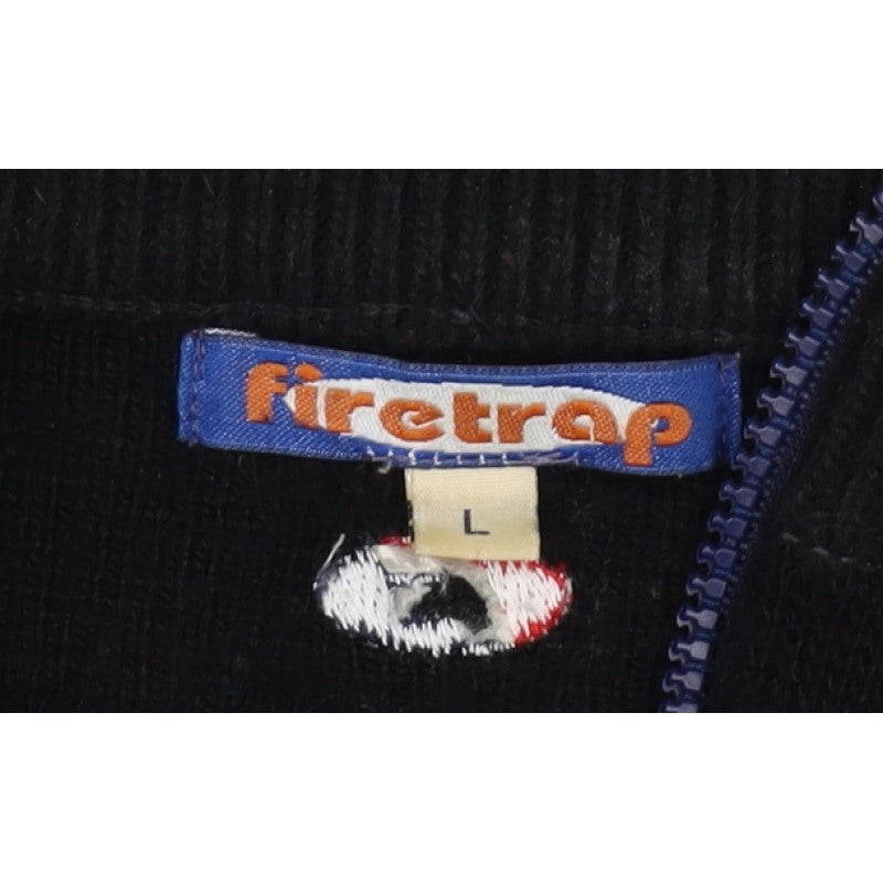 Firetrap Men's Black Yellow L 1/4 Zip High Neck Wool Blend Jumper