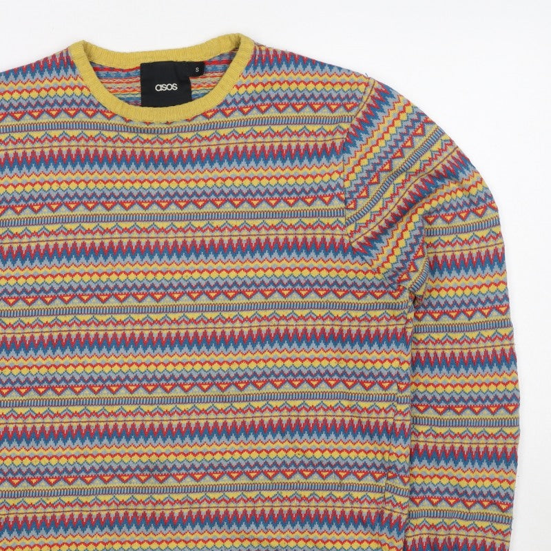 ASOS Men’s Multicoloured Fair Isle Crew Neck Pullover Jumper Size S