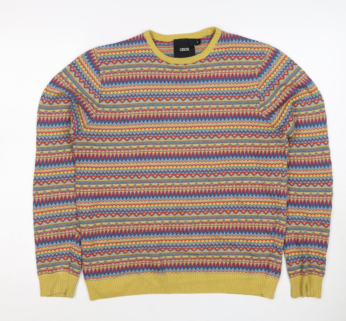 ASOS Men’s Multicoloured Fair Isle Crew Neck Pullover Jumper Size S