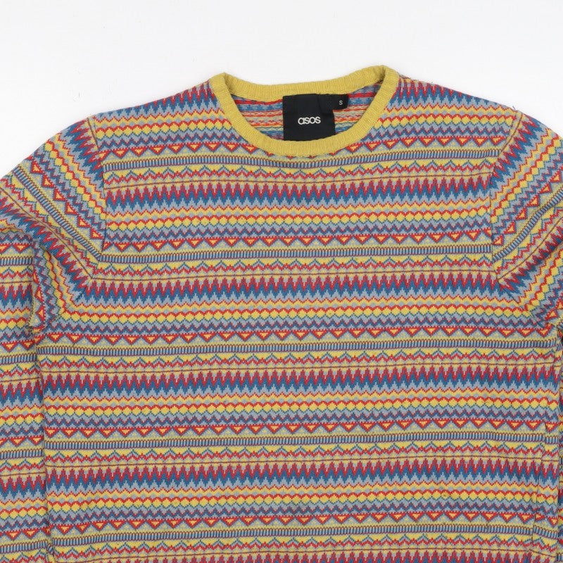 ASOS Men’s Multicoloured Fair Isle Crew Neck Pullover Jumper Size S