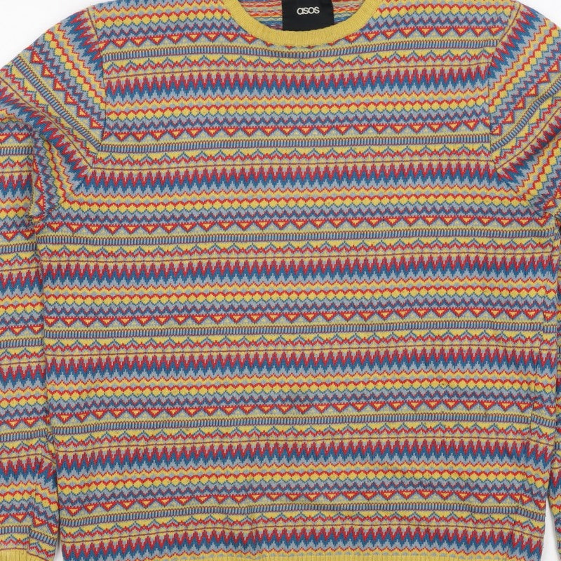 ASOS Men’s Multicoloured Fair Isle Crew Neck Pullover Jumper Size S