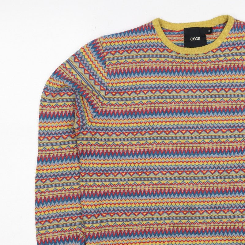 ASOS Men’s Multicoloured Fair Isle Crew Neck Pullover Jumper Size S