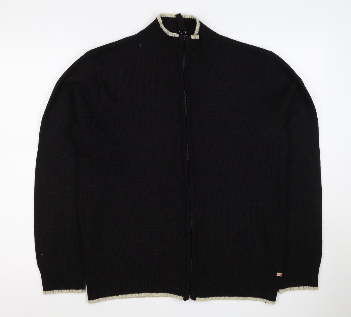 Urban Stone Men’s Black L Full Zip Wool Blend High Neck Jumper