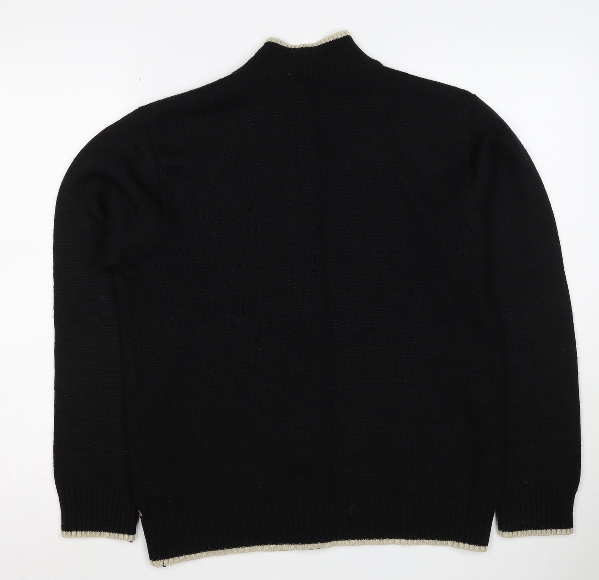Urban Stone Men’s Black L Full Zip Wool Blend High Neck Jumper