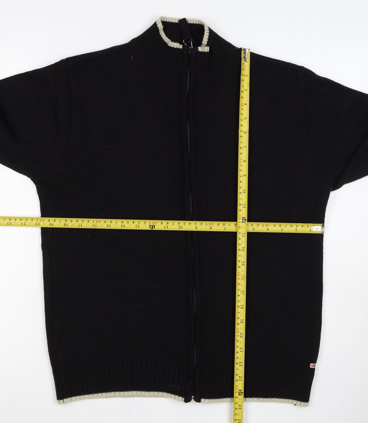Urban Stone Men’s Black L Full Zip Wool Blend High Neck Jumper