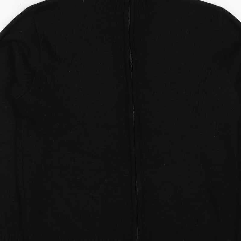 Urban Stone Men’s Black L Full Zip Wool Blend High Neck Jumper