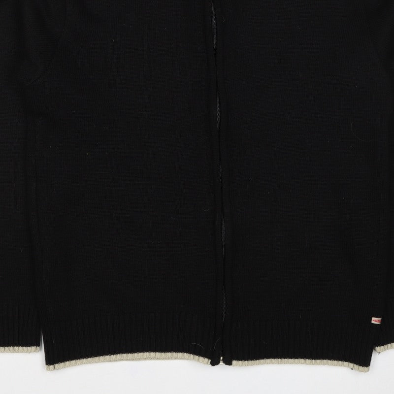 Urban Stone Men’s Black L Full Zip Wool Blend High Neck Jumper