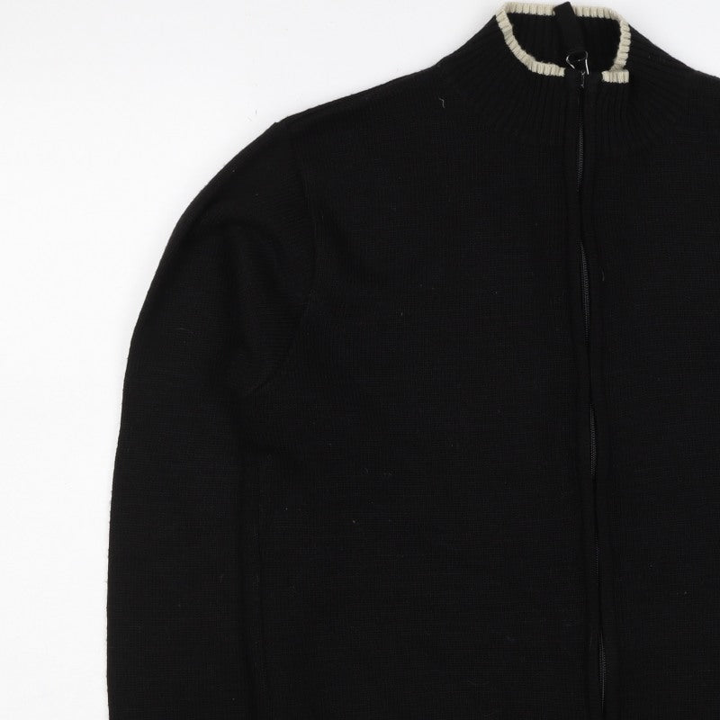 Urban Stone Men’s Black L Full Zip Wool Blend High Neck Jumper