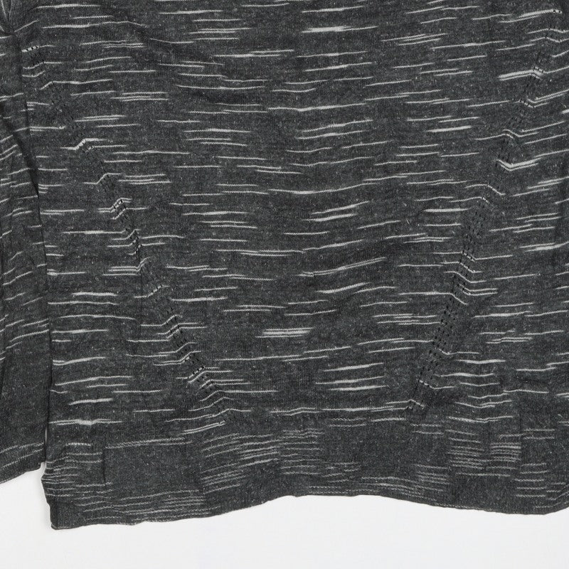 Marks and Spencer Women Grey M Striped V-Neck Long Sleeve Jersey Top