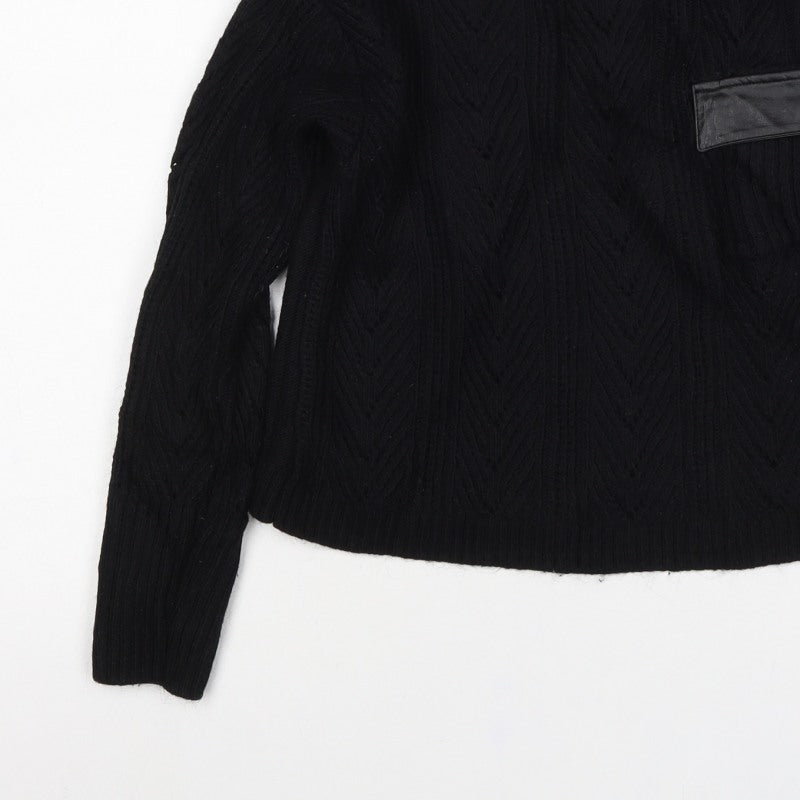 River Island Women Black XS Cable Knit Roll Neck Jumper