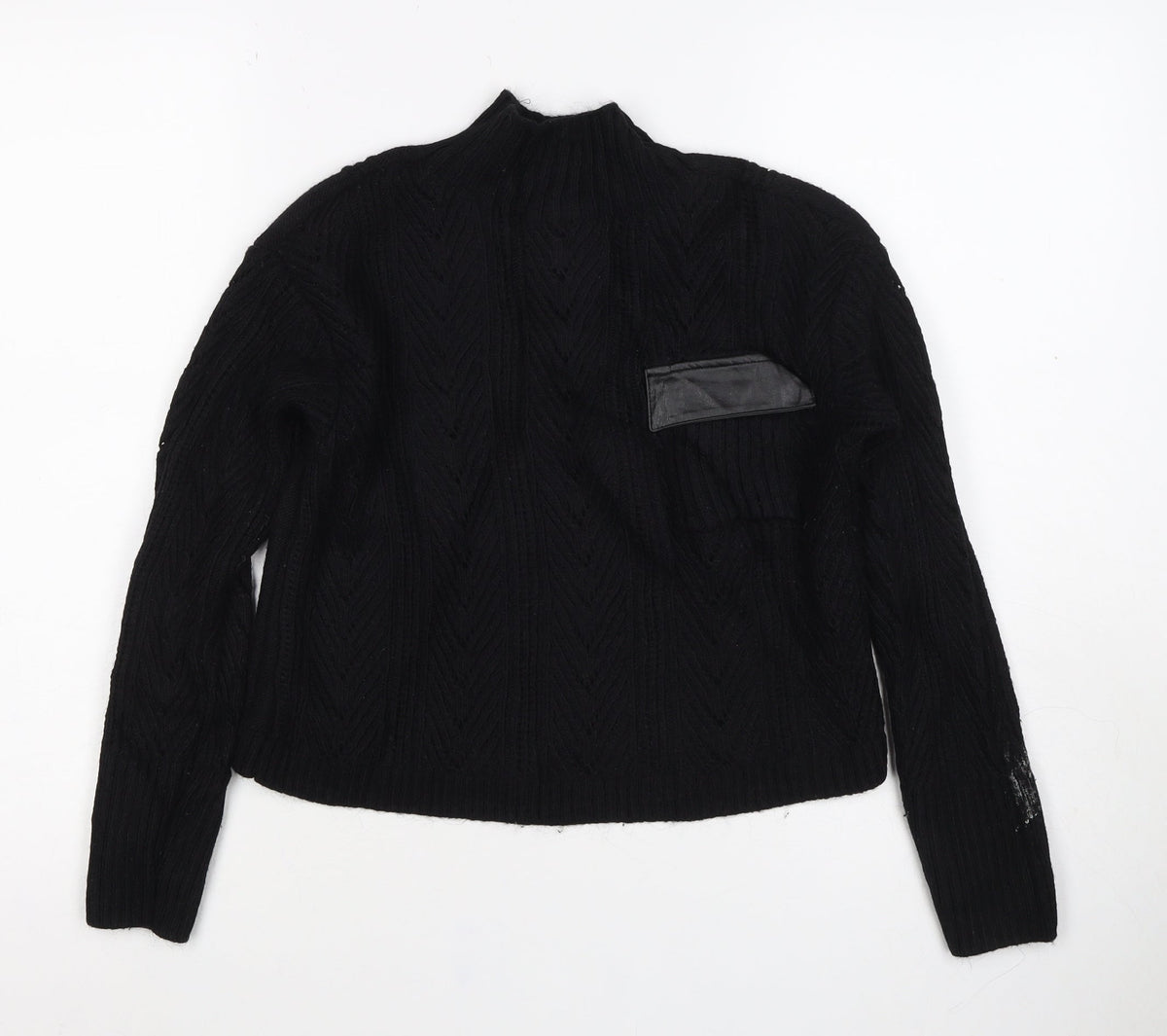 River Island Women Black XS Cable Knit Roll Neck Jumper