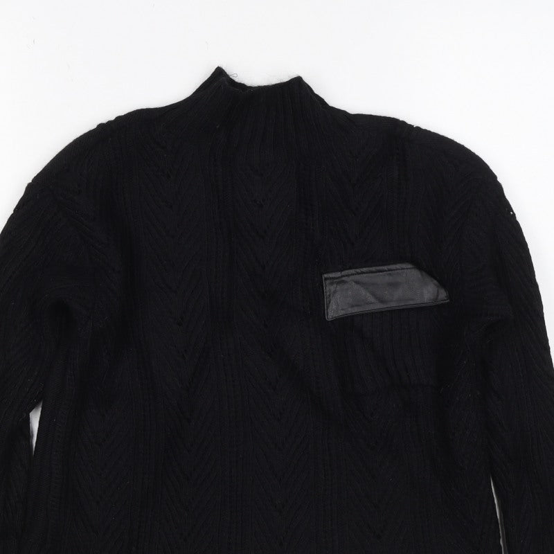 River Island Women Black XS Cable Knit Roll Neck Jumper
