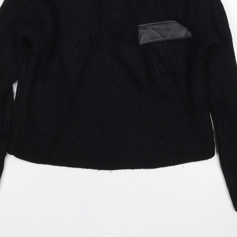 River Island Women Black XS Cable Knit Roll Neck Jumper
