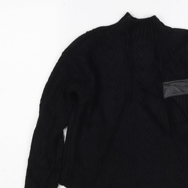 River Island Women Black XS Cable Knit Roll Neck Jumper