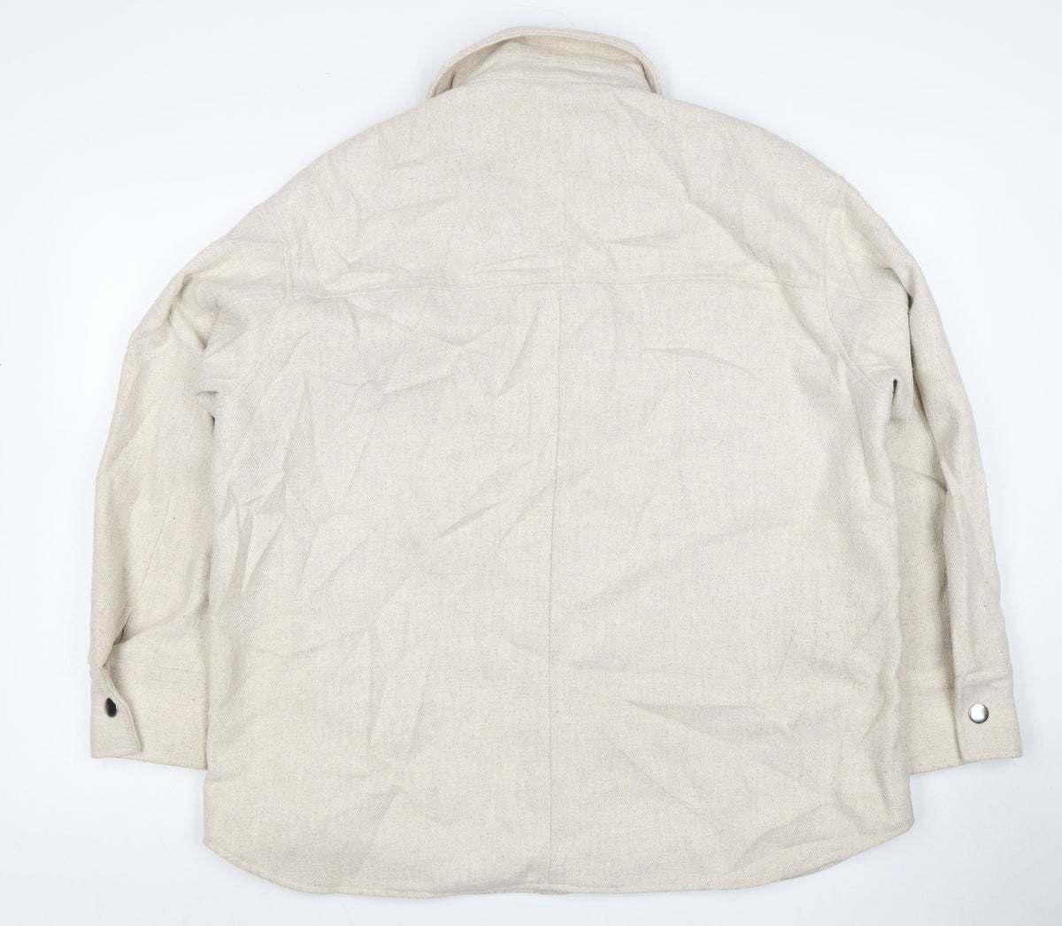 Monki Women Beige M Snap Front Utility Jacket Pockets Long Sleeve