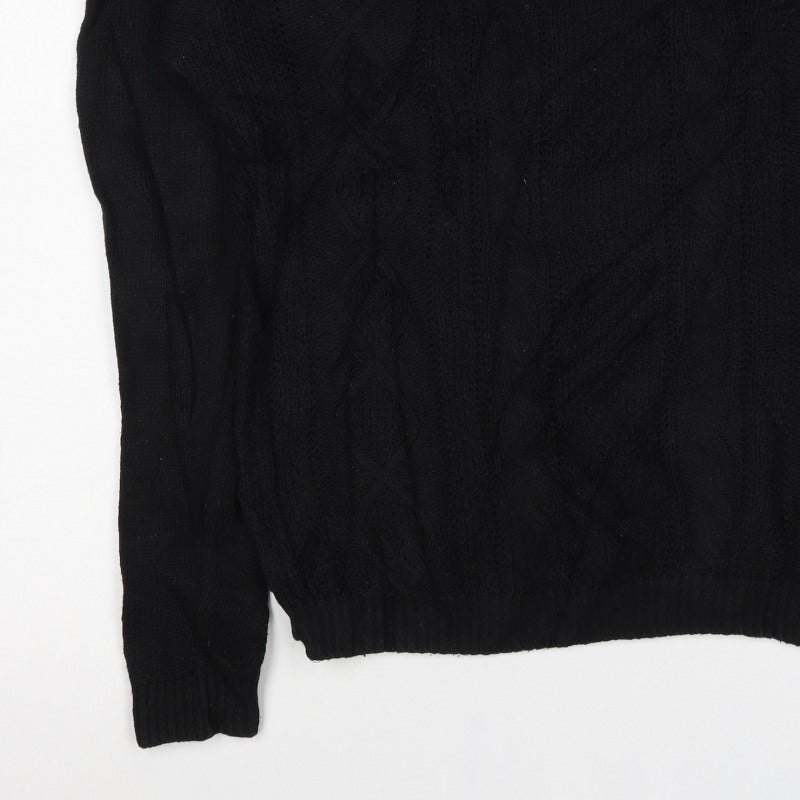 Topman Men’s Black S Cable Knit Crew Neck Pullover Jumper