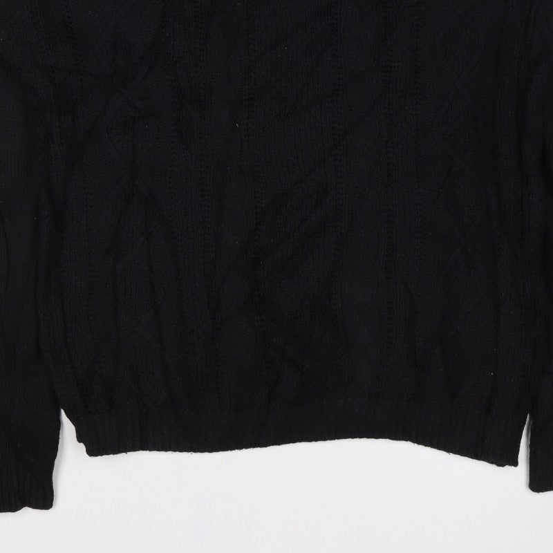 Topman Men’s Black S Cable Knit Crew Neck Pullover Jumper