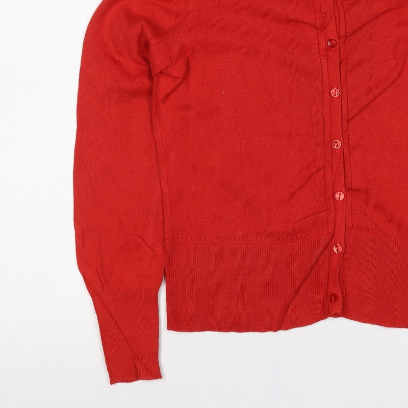 Oasis Women’s Red Cotton Button Front Long Sleeve Cardigan Size M