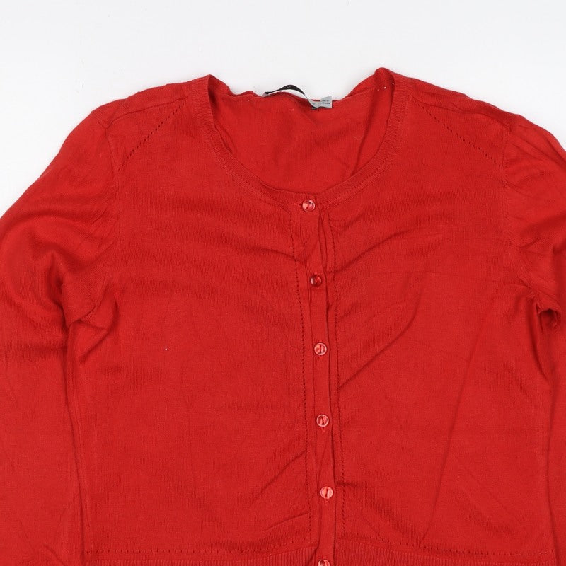 Oasis Women’s Red Cotton Button Front Long Sleeve Cardigan Size M