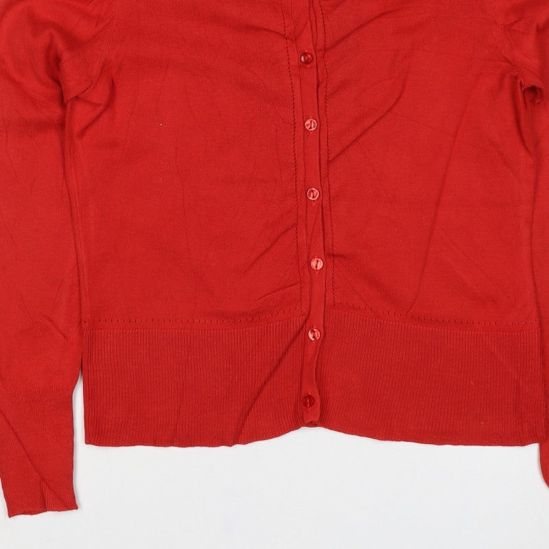 Oasis Women’s Red Cotton Button Front Long Sleeve Cardigan Size M