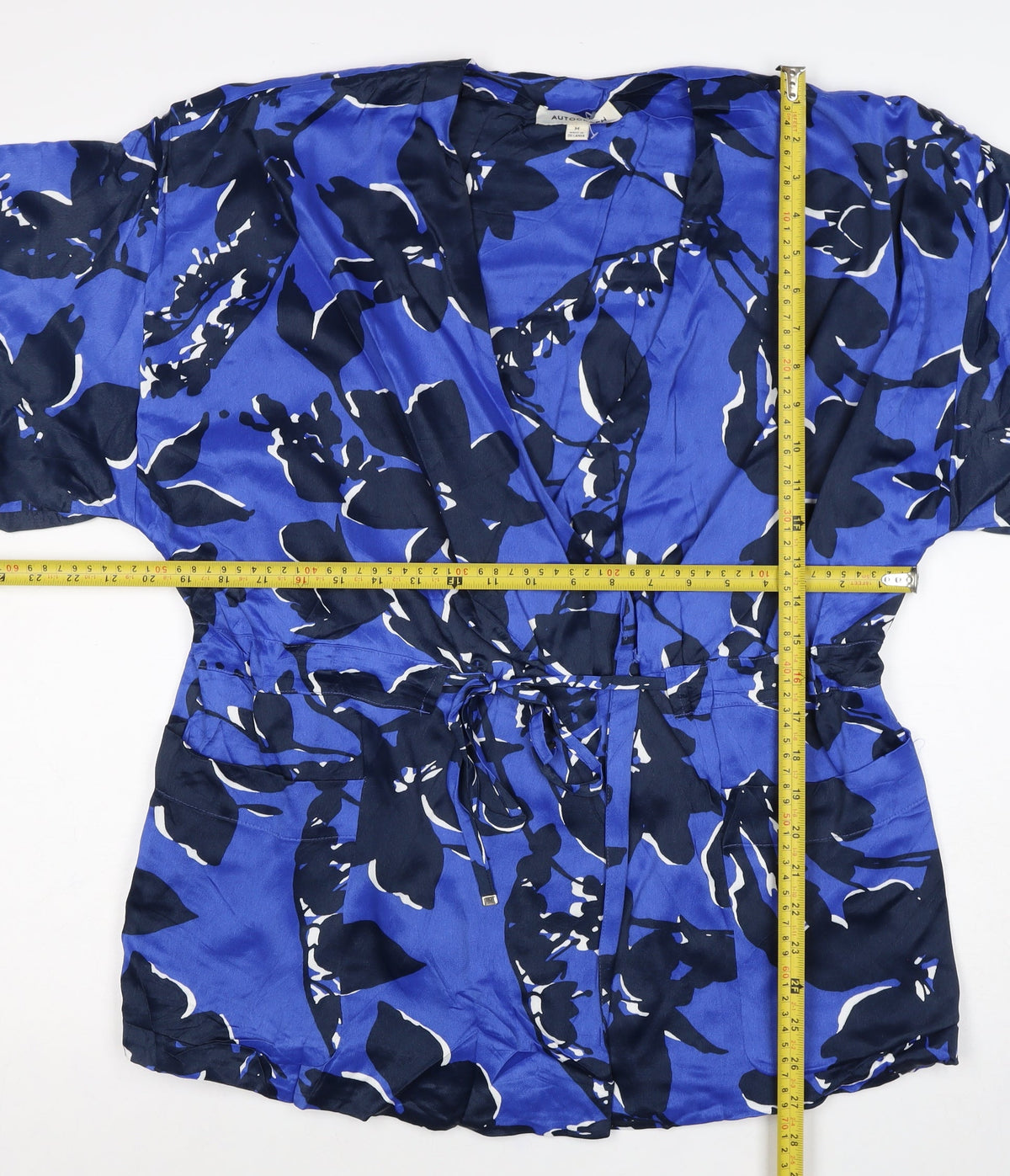 Autograph Women’s Blue Floral Kimono Wrap Blouse Size M