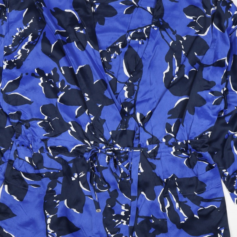 Autograph Women’s Blue Floral Kimono Wrap Blouse Size M