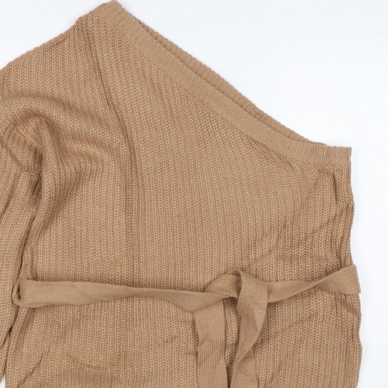 AX Paris Women’s Beige S Belted Wrap Knit Jumper