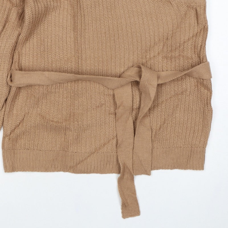 AX Paris Women’s Beige S Belted Wrap Knit Jumper